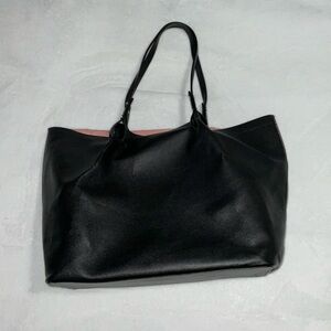 Black/Pink Faux Leather and Suede Tote Bag from H&M